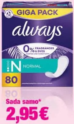 ALWAYS ALWAYS NORMAL Dnevni ulošci, bez mirisa