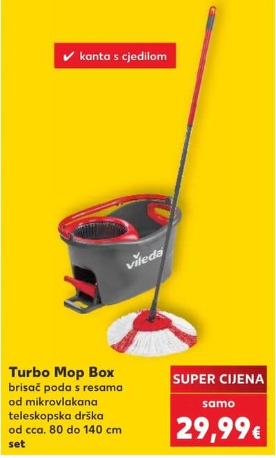 Turbo Mop Box brisač poda s resama od mikrovlakana teleskopska drška od cca. 80 do 140 cm