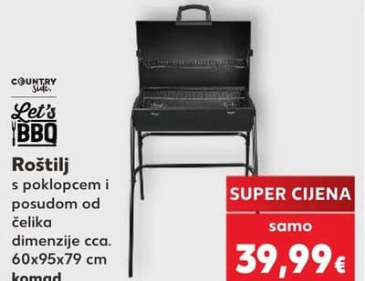 COUNTRY SIDE Roštilj s poklopcem i posudom od čelika