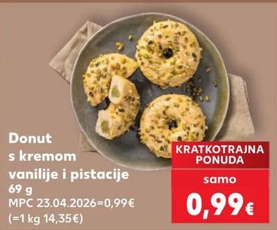 Donut s kremom vanilije i pistacije