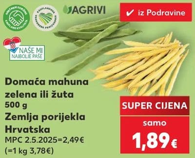 JAGRIVI Domaća mahuna zelena ili žuta