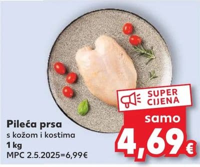 Pileća prsa s kožom i kostima