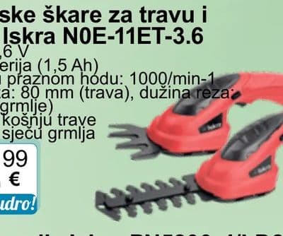 Iskra Baterijske škare za travu i grmlje Iskra NOE-11ET-3.6