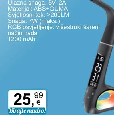 Meanit LED lampa sa satom i alarmom Meanit L10