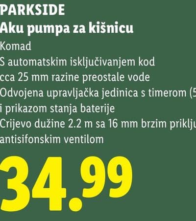 PARKSIDE PARKSIDE Aku pumpa za kišnicu