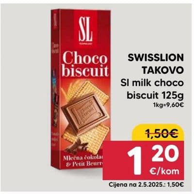 SWISSLION TAKOVO SI milk choco biscuit