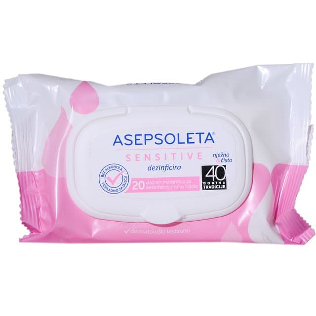Vlažne maramice Asepsoleta Sensitive 20/1